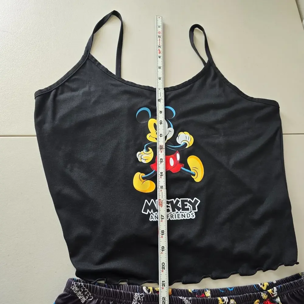 Disney Mickey Mouse & Friends Shorts & Tank Pajama Lounge Set Women's XXL Black - Picture 10 of 16